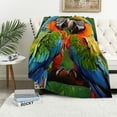 thumbnail image 1 of Chilfamy   Parrot Blanket Leaves Birds Macaws Blanket Soft Fuzzy Plush Throw Blankets for Couch Bed White, 1 of 6