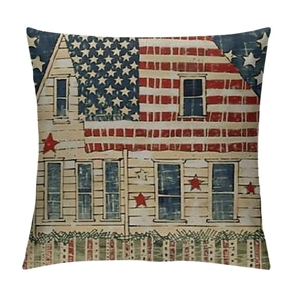 Chilfamy Patriotic American Flag Throw Pillow Covers 4th of July Independence Day Decoration Cushion Pillow Cover Pillowcase White
