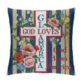 thumbnail image 1 of Chilfamy Patriotic Pillow Cover God Bless America 4th of July Decor Independence Day Decorations Memorial Day Striped Cushion Case for Sofa Couch White, 1 of 5