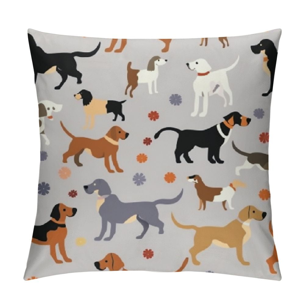 Chilfamy Paw Prints Pillow Covers Short Plush Fabric Indoor Outdoor