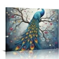 thumbnail image 1 of Chilfamy Peacock Canvas Print Wall Decorations for Home Art Modern Ready To Hang Room Decor Bathroom Wall Art 16x12in, 1 of 6