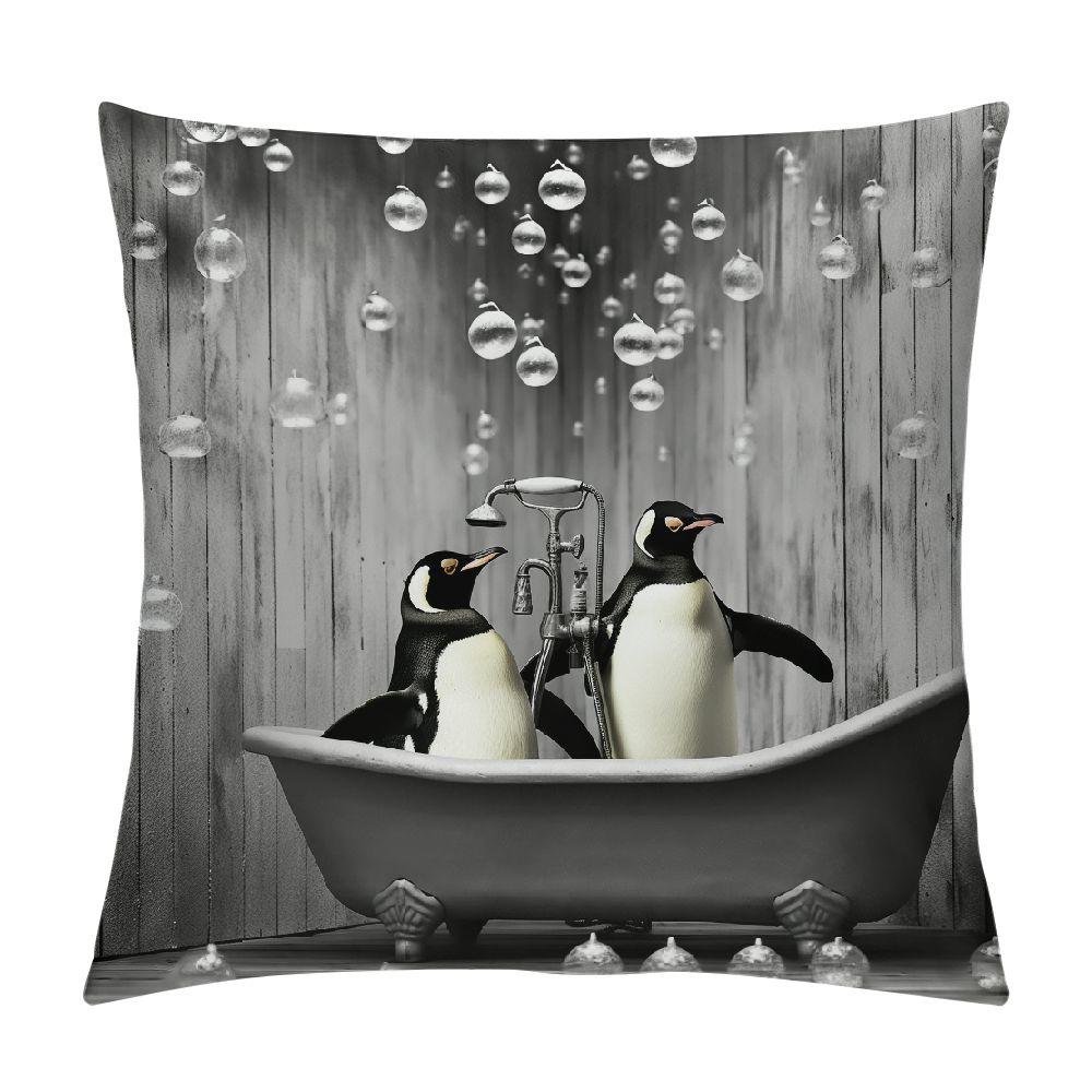 Chilfamy Penguins Pillow Cases Short Plush Home Decor for Living Room