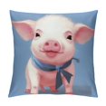thumbnail image 1 of Chilfamy Pig Blue Ribbon Eyes Pillow Covers for Couch Sofa Indoor Outdoor, Short Plush Material, 1PC 24x24in, 1 of 5