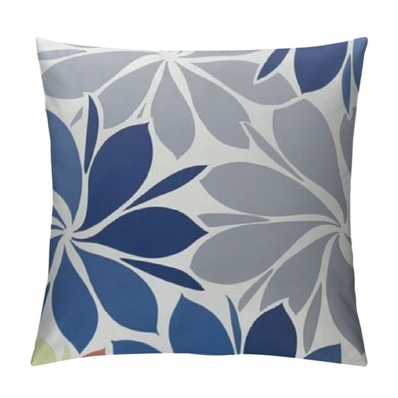 Chilfamy Pillow Cover Dahlia Pinnata Flower Chrysanthemums Blossom Elegant Floral Colored Gray Navy Blue Pattern Decor Pillow Case Cushion for Sofa Couch Bed 18x18in