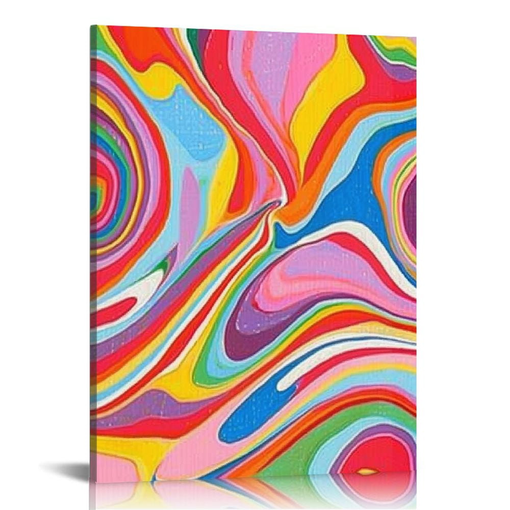 Chilfamy pink cute swirling flow canvas wall art funky colorful