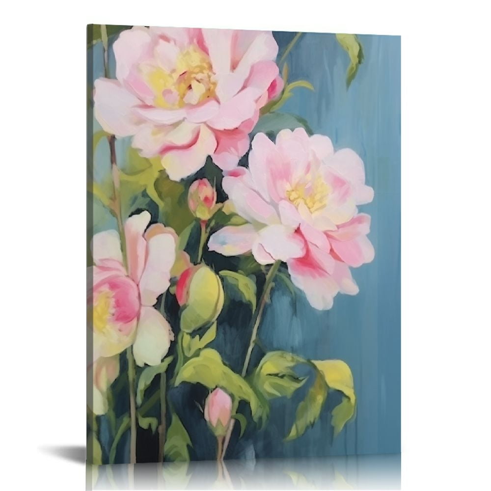 Chilfamy Pink Floral Wall Art Set Pink Flower Canvas Wall Decor