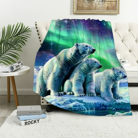 Chilfamy Polar Bears Mink Plush Blanket - Signature Collection White