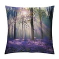 thumbnail image 1 of Chilfamy Printed on Both Sides Plush Pillow Covers Forest Sunshine Trees with Purple Lavender Green Woods Scenery Landscape Throw Pillows White, 1 of 5