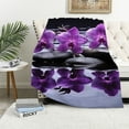 thumbnail image 1 of Chilfamy Purple Flowers Rock Water Print Flannel Throw Blanket, Hand/Machine Wash Soft Plush Blanket for All Seasons 60x80in, 1 of 6