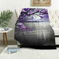 thumbnail image 1 of Chilfamy Purple Flowers Throw Blanket Lightweight Soft Flannel All Seasons Blanket for Couch Sofa Bed Office Travel Camping Exquisite Gifts 50x60in, 1 of 6