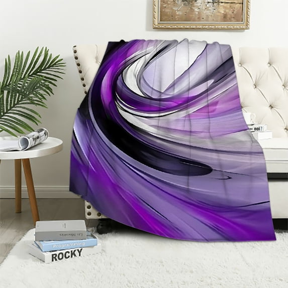 Chilfamy Purple and Gray Abstract Modern Print Throw Blanket for Bed Couch Car, Lightweight Soft Blanket for Kids and Adults, All Seasons Long-lasting Comfort 50x60in