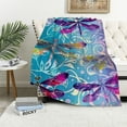 thumbnail image 1 of Chilfamy Rainbow Dragonflies Blanket Pink Purple Gradient Watercolor Bugs Blanket Dragonfly Decor Flowers Throw Blanket,Rustic Aesthetic Animal Farmhouse Decor Dragonfly Gifts for Women 60x80in, 1 of 6