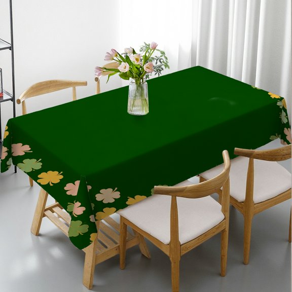 Chilfamy Rectangle Dining Tablecloth - Clover Frame Border Print, Festive Table Setting 2D Flat Printing Rectangle Dining Tablecloth, Ideal for Kitchen Picnic Party