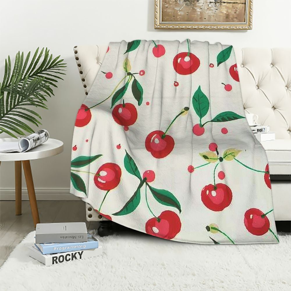 Chilfamy Red Cherry Throw Blanket Girl Cherry Blanket for Kids Boys ...