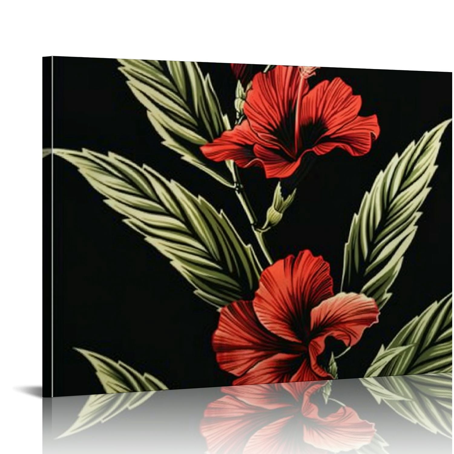 Chilfamy Red Flower Modern Canvas Prints Wall Art Room Home Art Decor ...