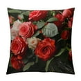 thumbnail image 1 of Chilfamy   Red Flower Throw Pillows Covers Red Rose Black Gray Decorative Pillow Covers for Couch Bed Square Flower Pillow Cover Farmhouse Pillow Cases Spring Summer (Red) White, 1 of 5