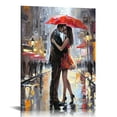 thumbnail image 1 of Chilfamy Romantic Paris Canvas Wall Art Couples Hug Under Umbrellas Pictures Print Eiffel Tower City Landscape Painting Modern Artwork for Living Room Bedroom Bathroom Home Decor 16x20 in/12x16 in, 1 of 5