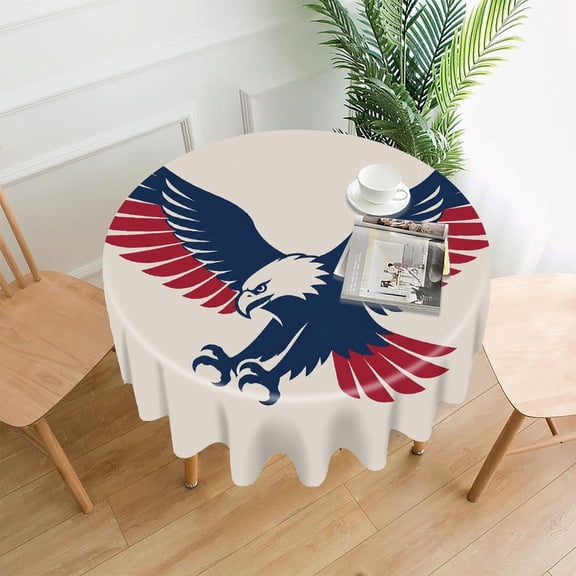 Chilfamy Round Tablecloth,Majestic Eagle Wings Spread Premium Polyester Straight Edge Wrinkle Resistant Washable Table Cover for Home Dining Party Decor,60*60 Inch