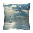 thumbnail image 1 of Chilfamy Sailboat Ocean Sun Beams Pillow Covers for Couch Sofa Indoor Outdoor Pillow Case Aesthetic Decorative Summer Throw Pillow Cover 1PC 18x18in, 1 of 5