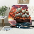 thumbnail image 1 of Chilfamy Sailboat Water Sunset/Dawn Throw Blankets Flannel Blanket All Seasons Cozy Sofa Couch Outdoor Travel Summer Work Chair Bed Exquisite Gifts 60x80in, 1 of 6