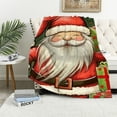 thumbnail image 1 of Chilfamy Santa Clause Gift Box Ribbon Print Throw Blanket Flannel Material Blanket for Bed Couch Car Kids Adults All Seasons Lightweight Soft Blanket 60x80in, 1 of 6