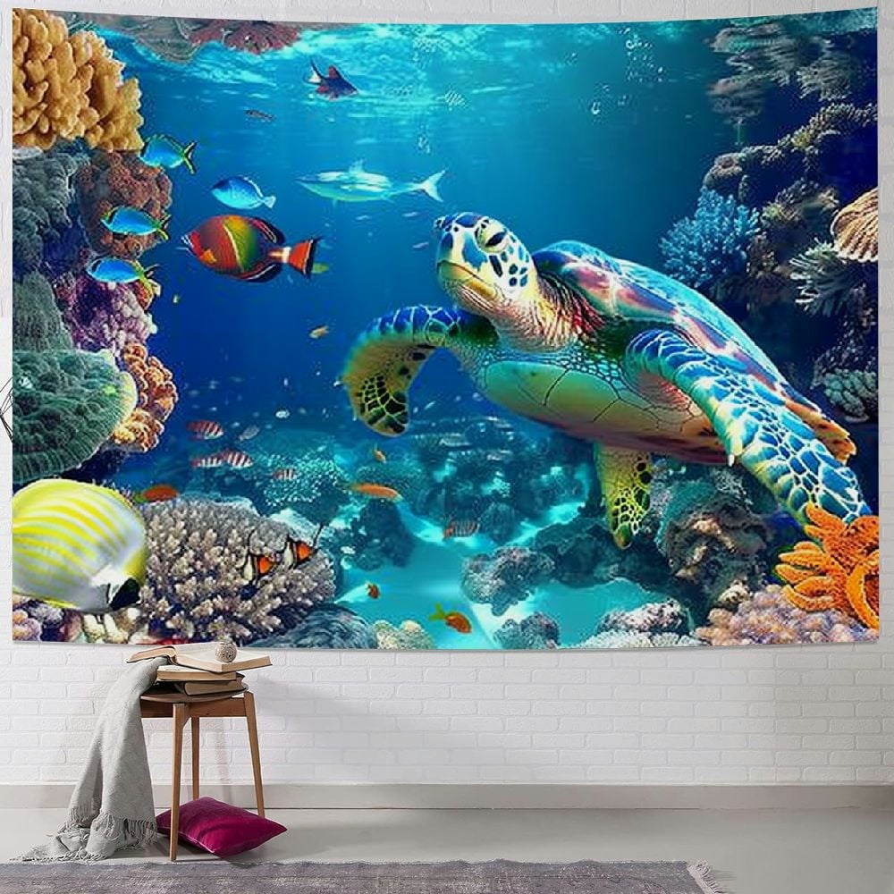 Chilfamy Sea Turtle Tapestry Ocean Animal Tapestry Wall Art Decor