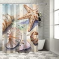 thumbnail image 1 of Chilfamy Seashells Starfish Watercolors Pretty Shower Curtain Set with Hooks Bathroom Decor 100% Polyester Fiber Shower Curtain for Bathroom Decoration 69x72, 1 of 7