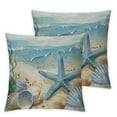 thumbnail image 1 of Chilfamy Set of 2  Nautical Coastal Throw Pillow Covers Ocean Themed Beach Seashell Coral Starfish Pillows Case Soft Cushion Covers for Outdoor Sofa Home Decor, White, 1 of 7