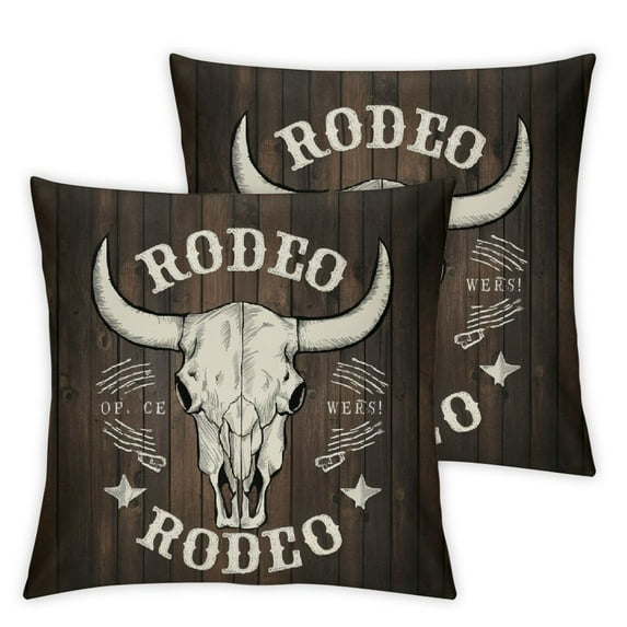 Chilfamy Set of 2 Vintage Rodeo Cowboy Decorative Throw Pillow Covers Cushion Cover for Home Couch Sofa Bench Decor White