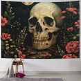 thumbnail image 1 of Chilfamy Skull Floral Tapestry, Trippy Mushroom Skeleton Goth Garden Aesthetic Tapestries for Bedroom Painting, 1 of 6