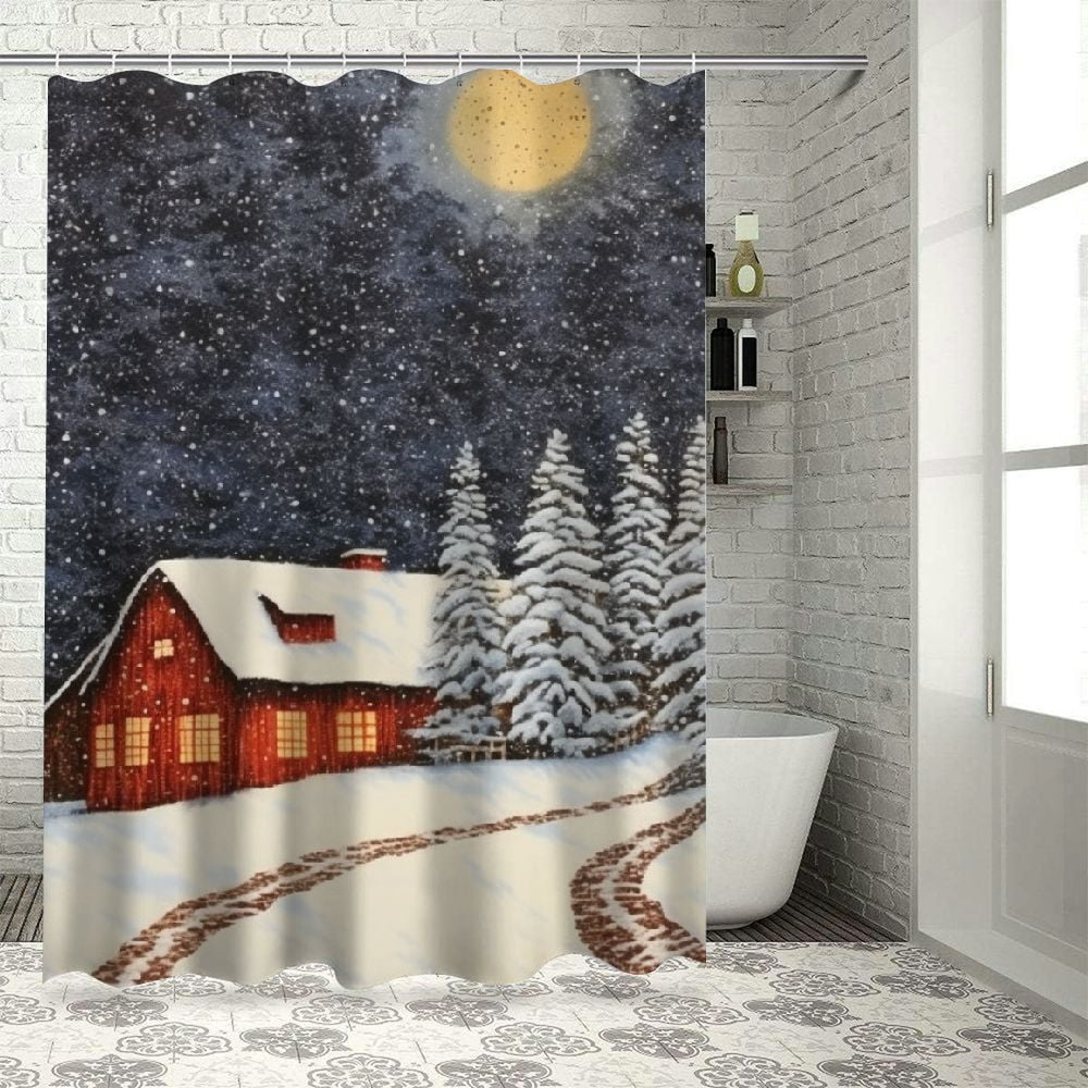 Mountain Snow Pattern Print Bathroom Shower Curtain
