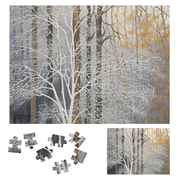 Chilfamy Snowy Forest Trees Bench Wooden Jigsaw Puzzle, Impossible Hard Challenge for Adults, Gift for Family Friends 500 PCS