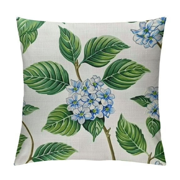 Chilfamy Spring Pillow Covers Blue Hydrangea Flowers Throw Pillows Case Seasonal Floral Outdoor Decorative Square Farmhouse Cushion Covers for Home Sofa Bed Couch 24x24in