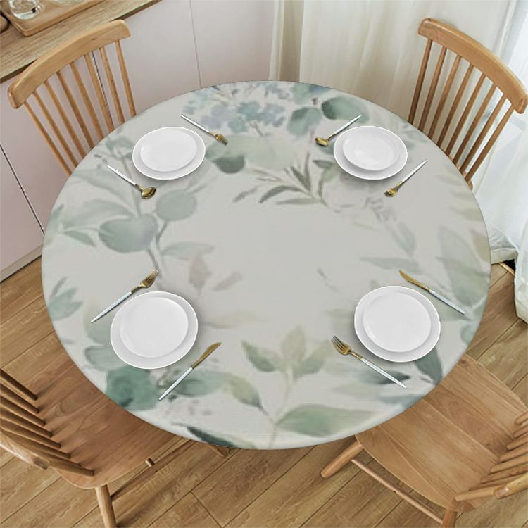 Chilfamy Spring Tablecloth Round, Sage Green Leaves Table Cover