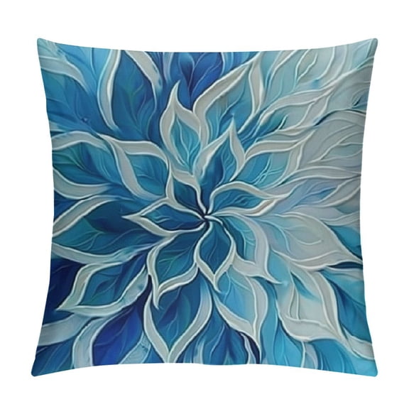Chilfamy Spring Teal Dahlia Pillow Covers Navy Blue Teal Floral Couch Pillow Cases Modern Abstract Throw Pillows Summer Home Decor for Living Room Bedroom Bed Cushion Outdoor 20x20in
