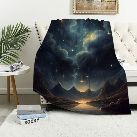 Chilfamy Stars Soft Cozy Printed Blanket & Throw for All Seasons Lightweight Bed Blanket 60x80in
