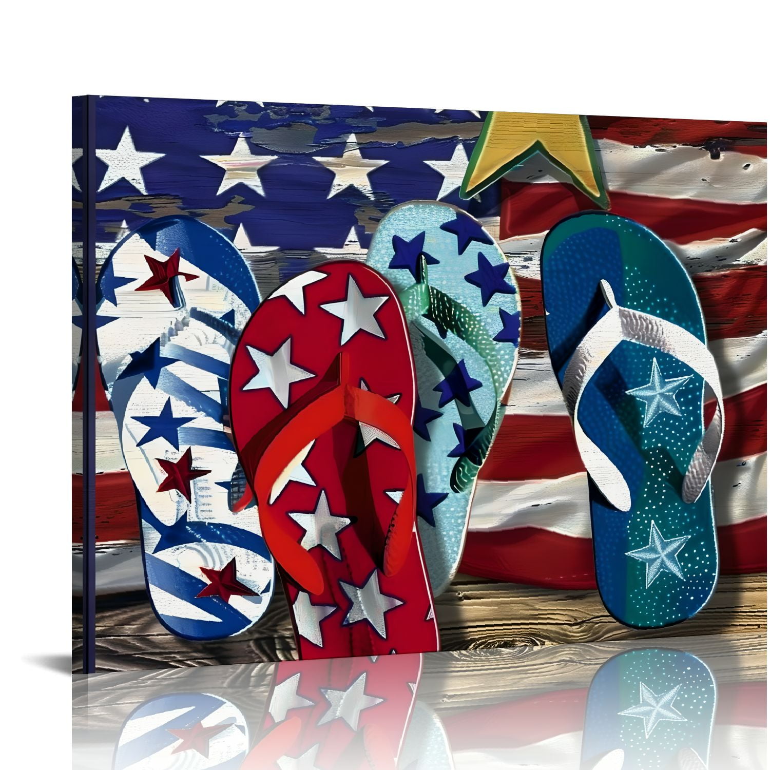 Chilfamy Stars Stripes Flag Canvas Wall Art Print Home Decor for Living