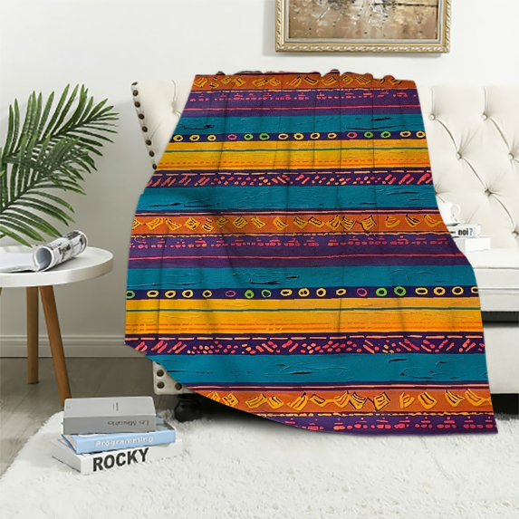 Chilfamy Stripes Color Scheme Print Flannel Throw Blanket for All Seasons - Decorative Blanket for Chair, Bedroom, Sofa, Bed, Outdoor Travel 40x50in