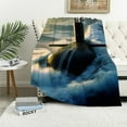 thumbnail image 1 of Chilfamy Submarine Wave Propeller Throw Blanket for Couch Sofa Bed Office Travel Camping School Flannel Blanket Lightweight Soft Blanket for All Seasons  Soft Plush Blankets 60x80in, 1 of 6