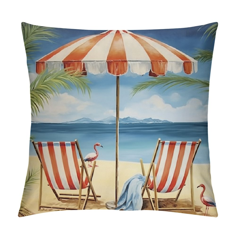 Gallery Detail: Chilfamy Summer Beach Throw Pillow Covers Starfish Surfboard Palm Tree