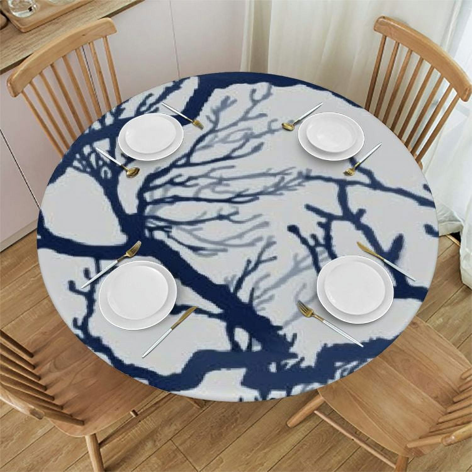 Chilfamy Summer Coastal Round Tablecloth Coral Print Table Cloth Ocean ...