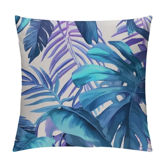Chilfamy Summer Palm Leaf Throw Pillow Covers Home Decor Tropical Green Leaves Pillow Cover for Couch Seasonal Holiday Cushion Cover Pillow Case Plant Monstera Leaf 12x12in