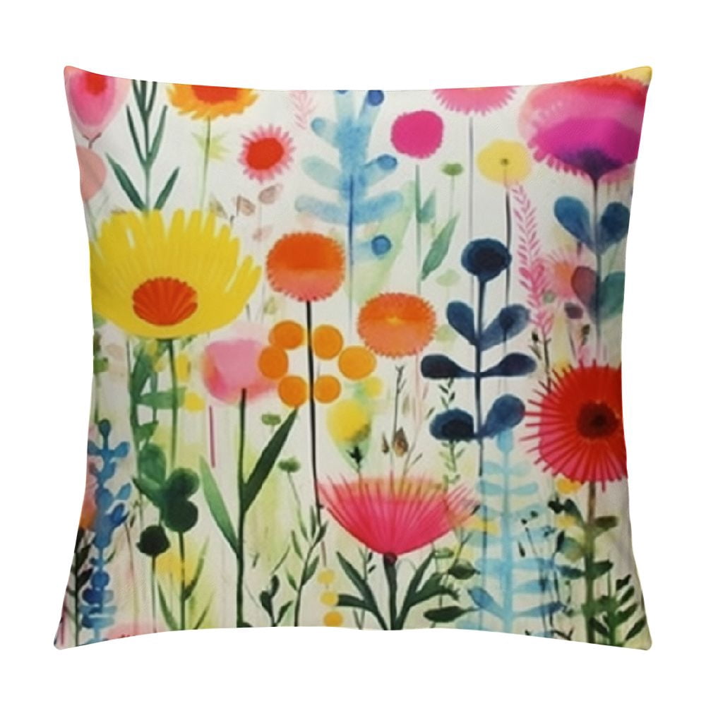 Tropical Outdoor Cushion Covers - Macaw & Toucan Floral Print - Waterproof UV Resistant - 16x16 Inch For Patio & Garden