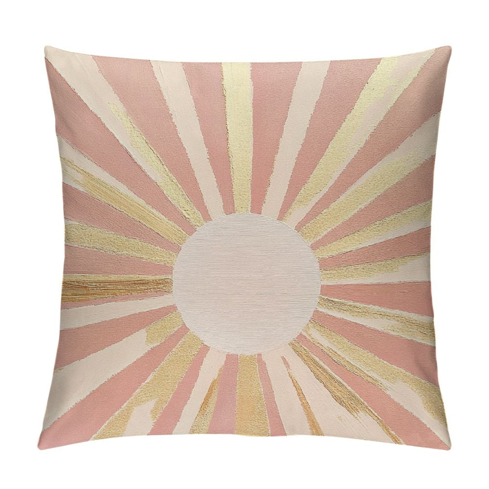 Chilfamy Sunburst Pink Background White Circle Throw Pillow Covers High