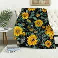 thumbnail image 1 of Chilfamy  Sunflower Throw Blanket, Cute Bees Floral Flannel  Blanket, Yellow Flower Daisy Botanical Bee Decorative  Blanket for Kids Girls Boys White Black Fuzzy Blanket, 1 of 6