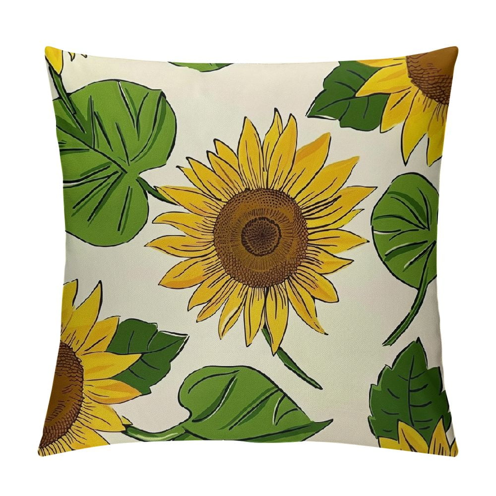 Chilfamy Sunflower Throw Pillow Covers Summer Pillow Cover Hello