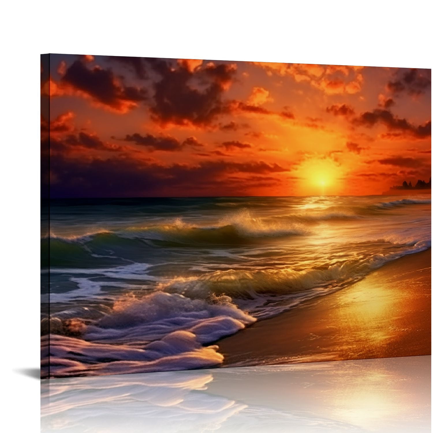 Chilfamy Sunset Ocean Beach Canvas Wall Art Modern Prints for Home ...