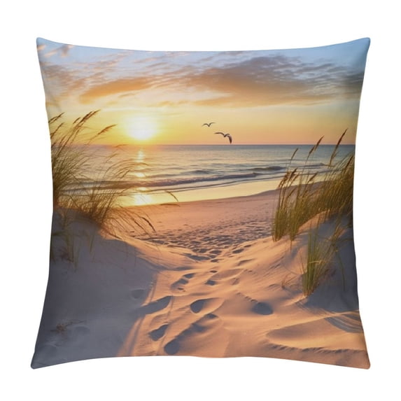 Chilfamy Sunset Ocean Beach Fashion Style Dirt-Resistant Throw Pillow Covers for Couch Sofa Bed Living Room Bedroom Pillowcase Summer Throw Pillow Cover 1PC 20x20in