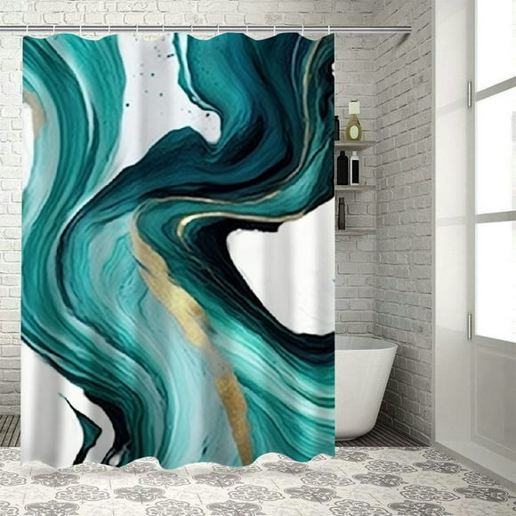 Chilfamy Swirls Marble Stripes Printed Shower Curtain Decor 100% Polyester Washable Chic Modern Bathroom Decor with Hooks 36x72