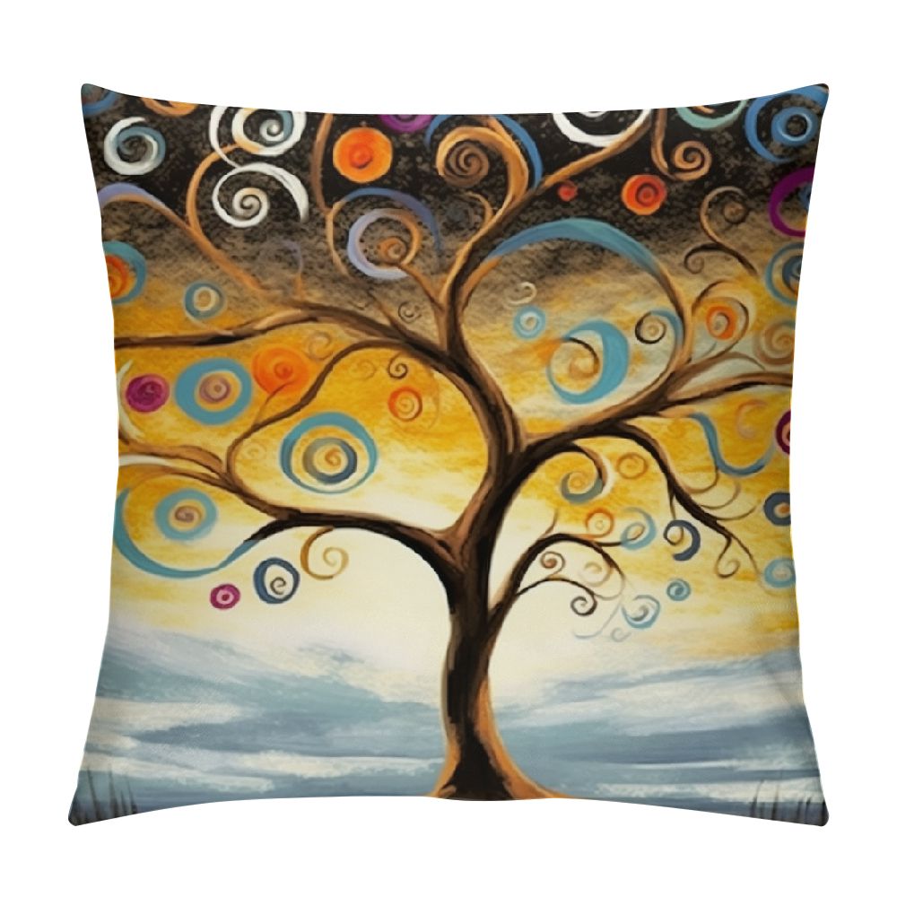 Chilfamy Swirls Sky Art & Language Pillow Cases with Zipper Home Decor